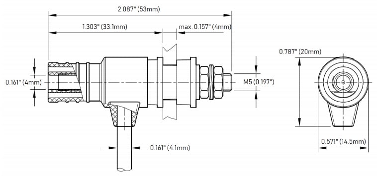 Mechanical Drawing - Pomona Electronics 73095 Spring-Loaded Binding Posts